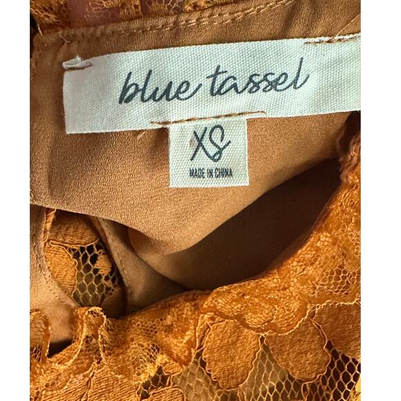 Blue Tassel gold floral lace tiered tunic mini dress size XS - Picture 3 of 15